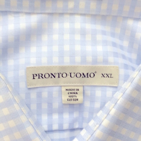 PRONTO Uomo Blue & White Gingham Pattern Shirt XXL - Picture 6 of 8